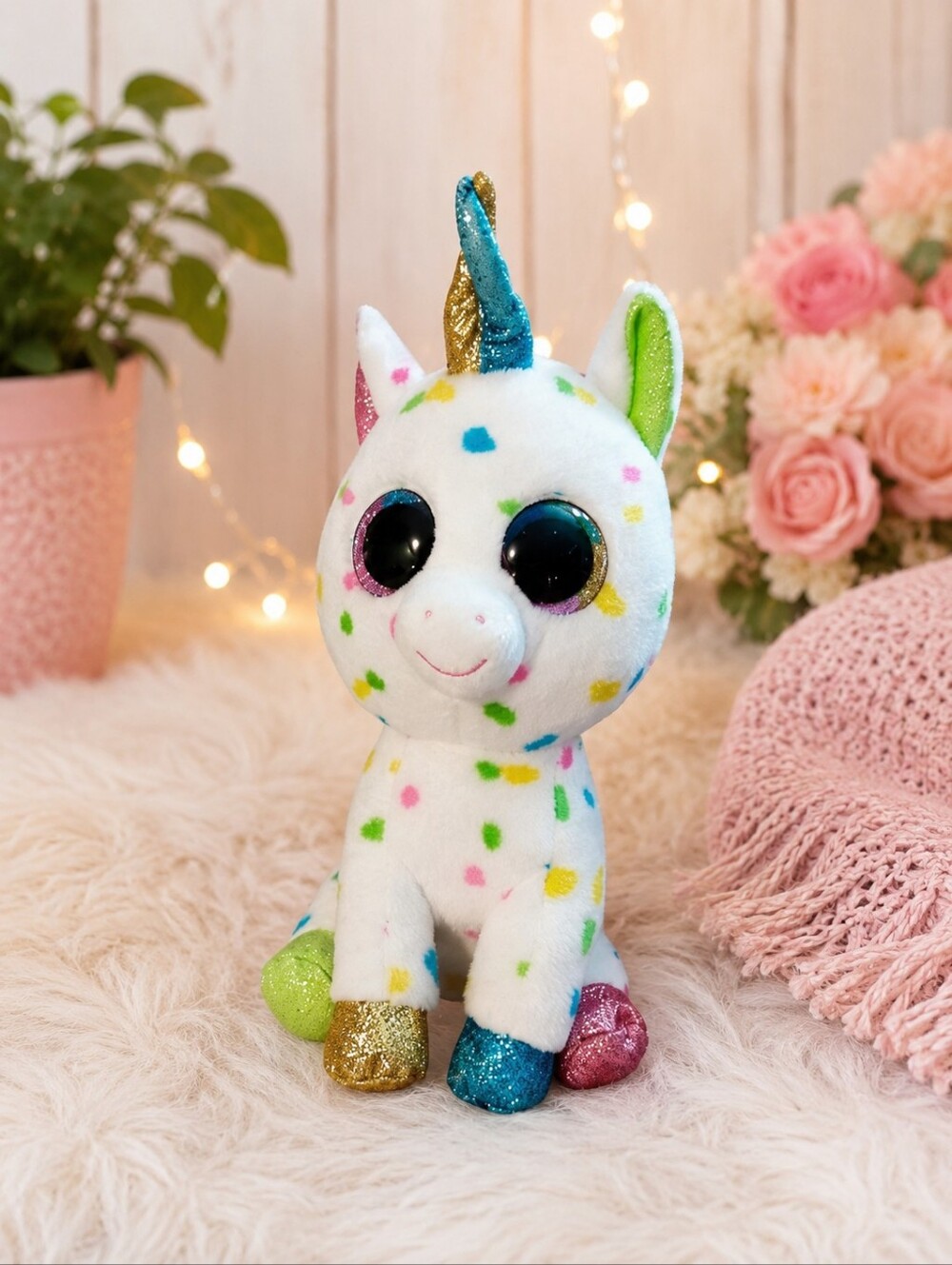 TY Beanie Valve HARMONIE the Speckled Unicorn Plush without Swing Tag.